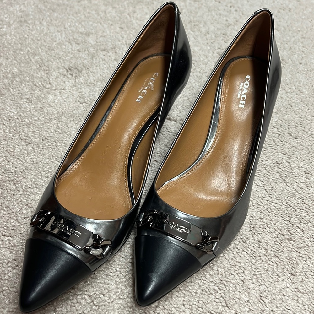 Coach Bowery Mirror Metallic heels
